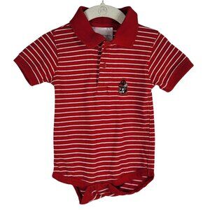 Two Feet Ahead Georgia Bulldogs Bodysuit Red White 6M Short Sleeves Polo Snaps